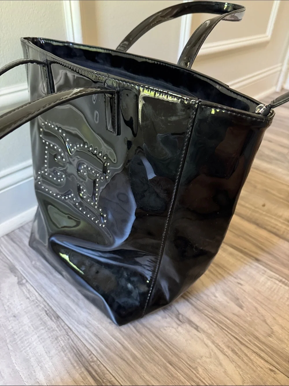 Sam Edelman Black Patent Tote with Studded Logo